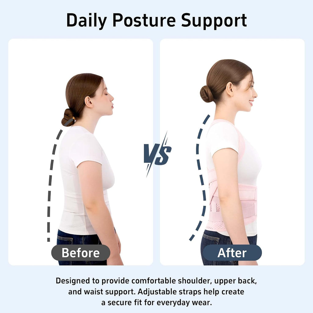 Posture Corrector for Women and Men Shoulder Back Brace (Pink, Medium)