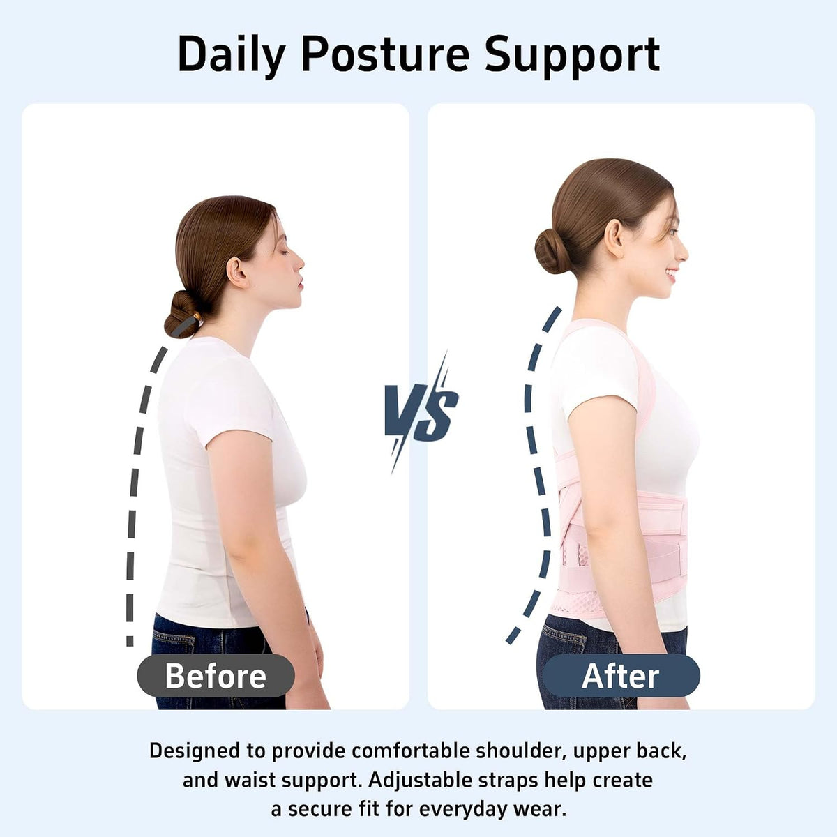 Posture Corrector for Women and Men Shoulder Back Brace (Pink, Medium)