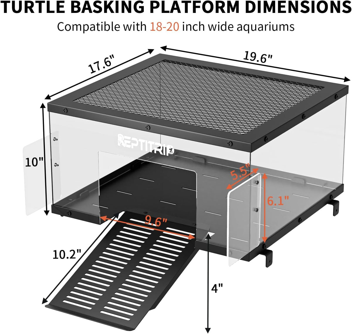 Stainless Steel Turtle Basking Platform, for 18‑20 Inch Wide Aquariums, XL