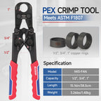 iCrimp PEX Crimping Tool for 1/2",3/4",1-inch Copper Ring, Meet ASTM F1807