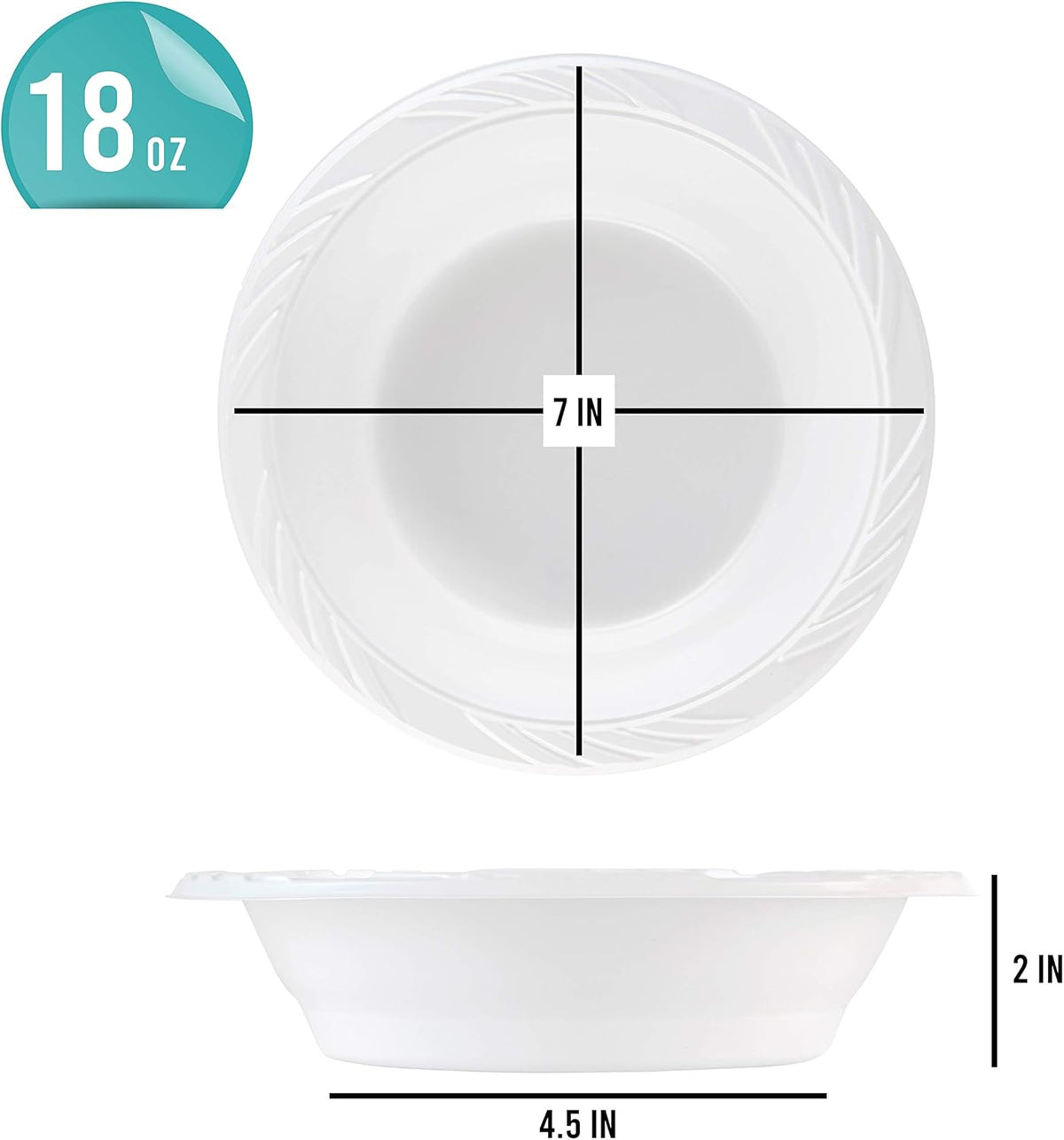 100 Count Disposable 18 ounce White Plastic Soup Bowls