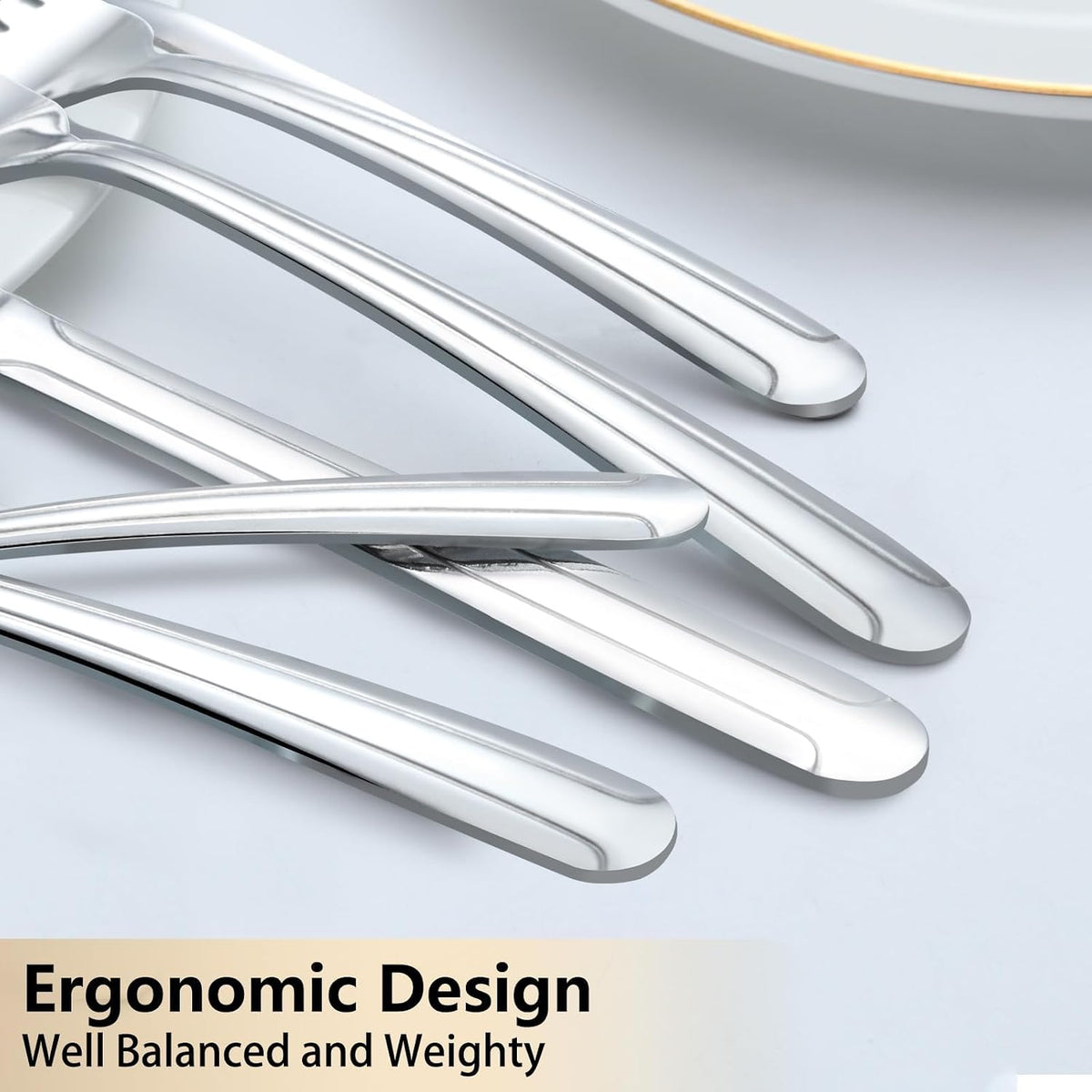 60-Pcs Silverware Set Service for 12, Premium Stainless Steel Flatware Set, Include Forks Spoons and Knives Set