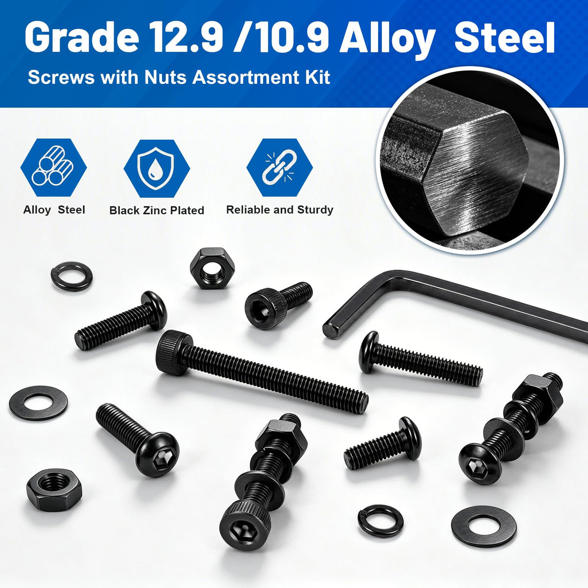 3400Pcs M3 Hex Socket Head Bolts and Button Head Screw Assortment Kit