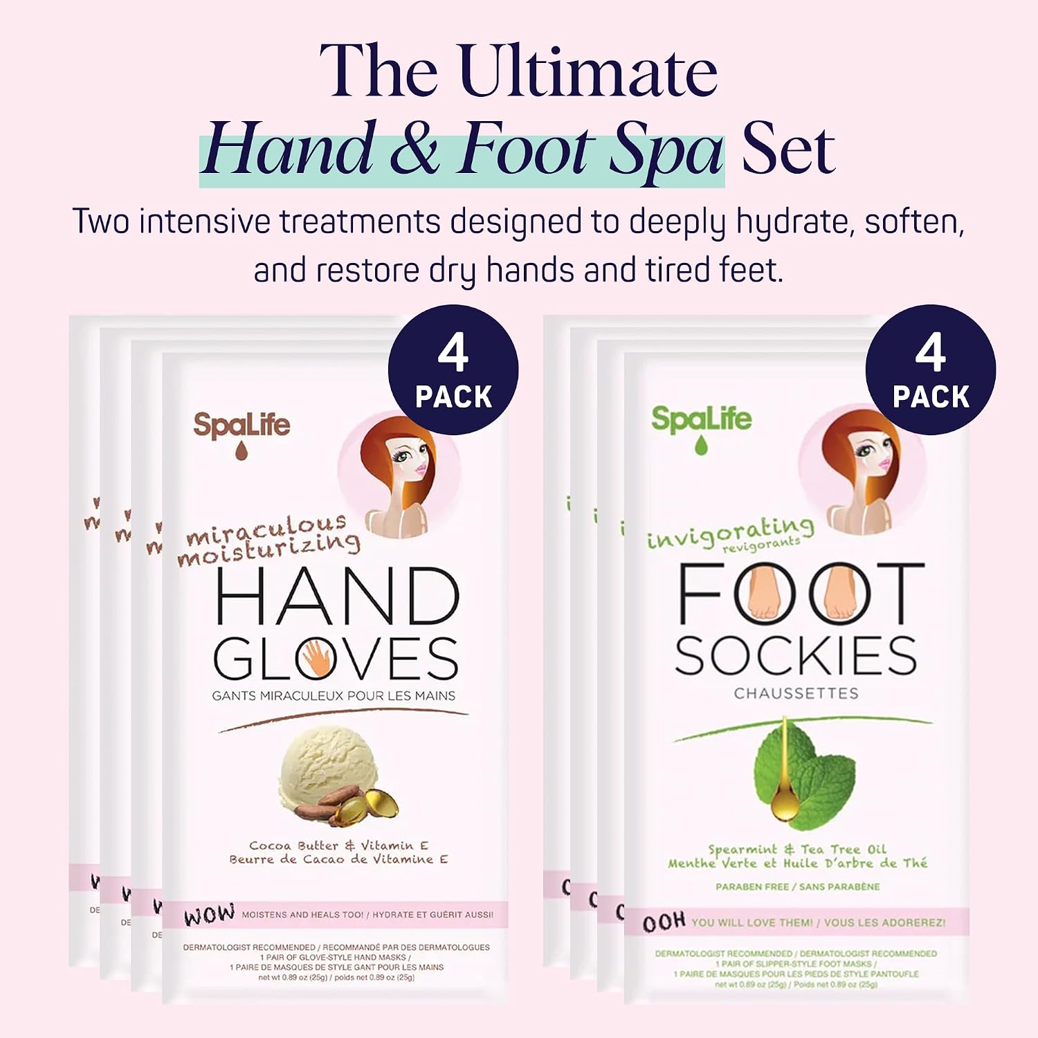 Moisturizing Hand Gloves & Foot Mask Socks | Korean Skincare Set for Dry Cracked Hands & Dry Cracked Feet Callus