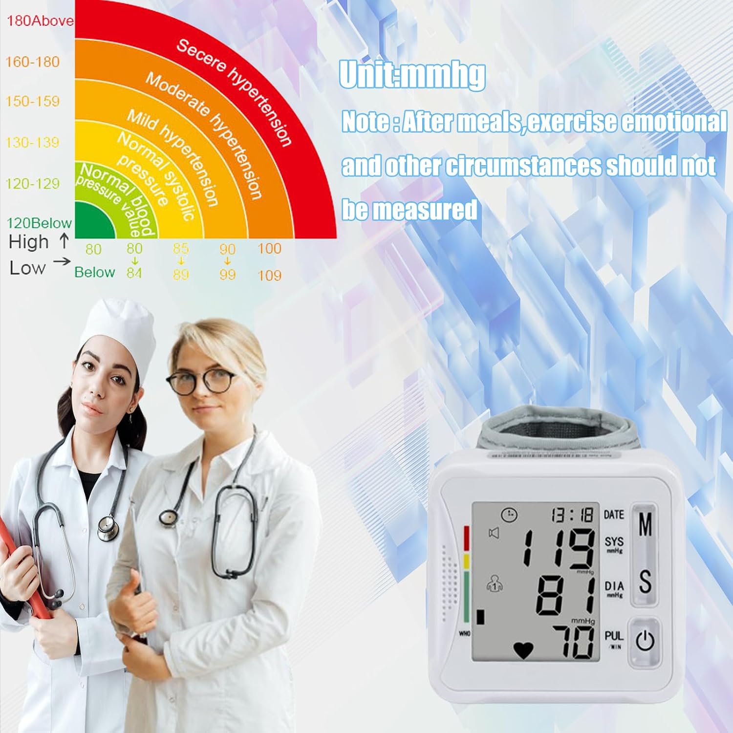 Wrist Blood Pressure Monitor with Carrying Case