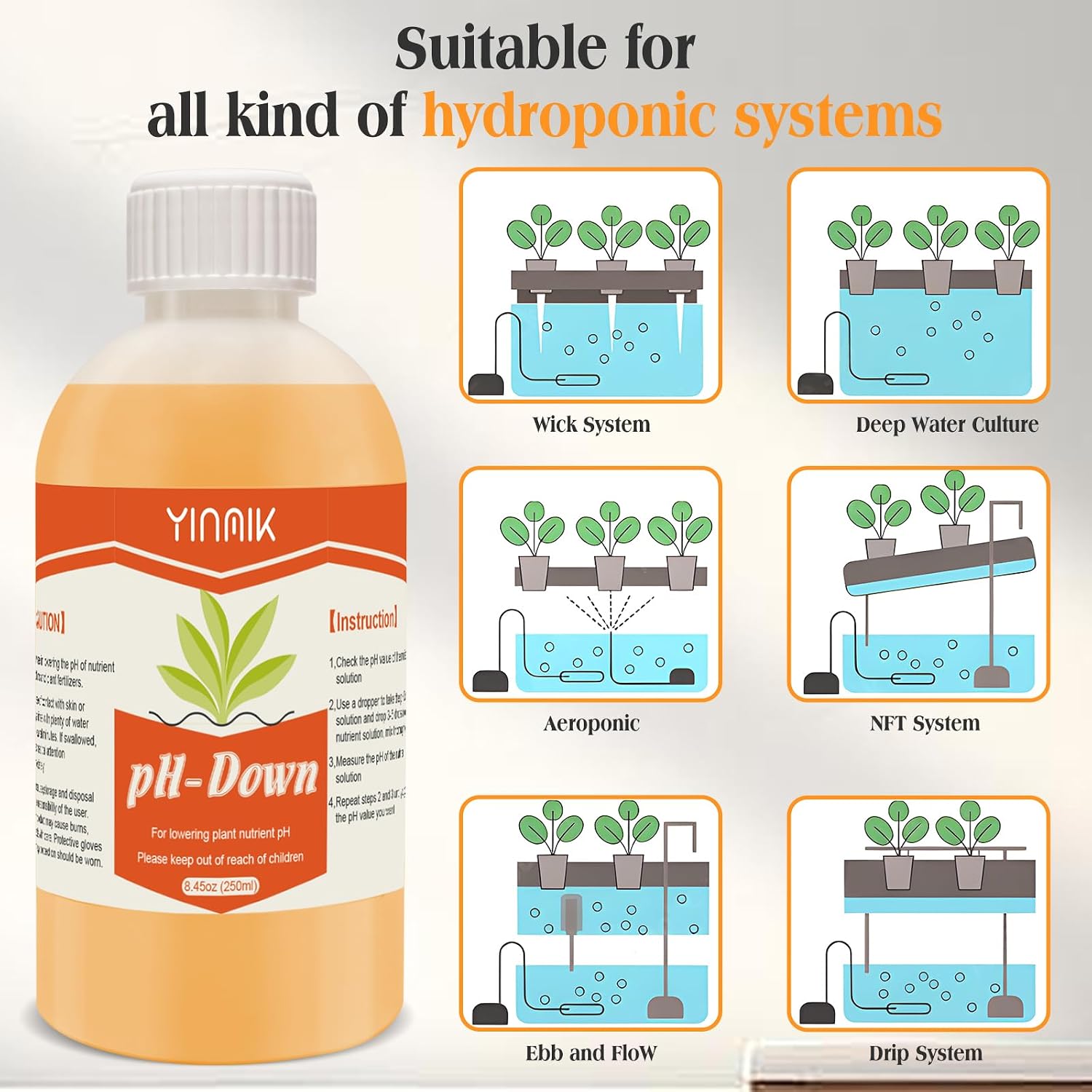 General Hydroponics pH Down Liquid, pH Control Liquid Decreases pH Levels