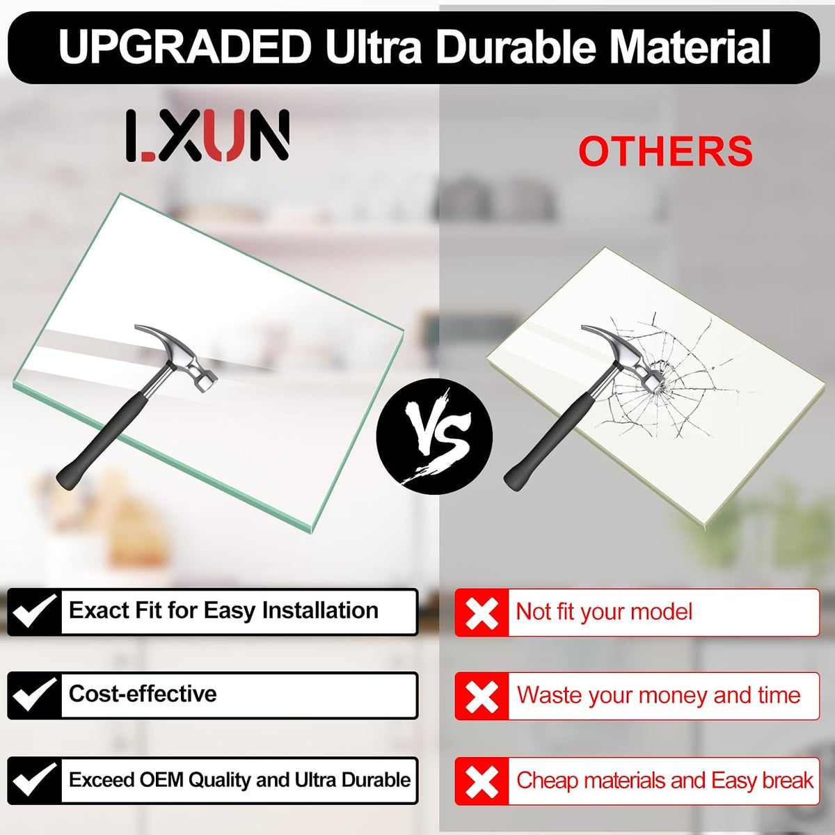 Ultra Durable WR32X10156 Refrigerator Glass Shelf Replacement Compatible with GE Refrigerator Upper Crisper Glass (2nd From Bottom) Replaces 913911 AP3187848 AH300608 EA300608 PS300608 Ultra Durable