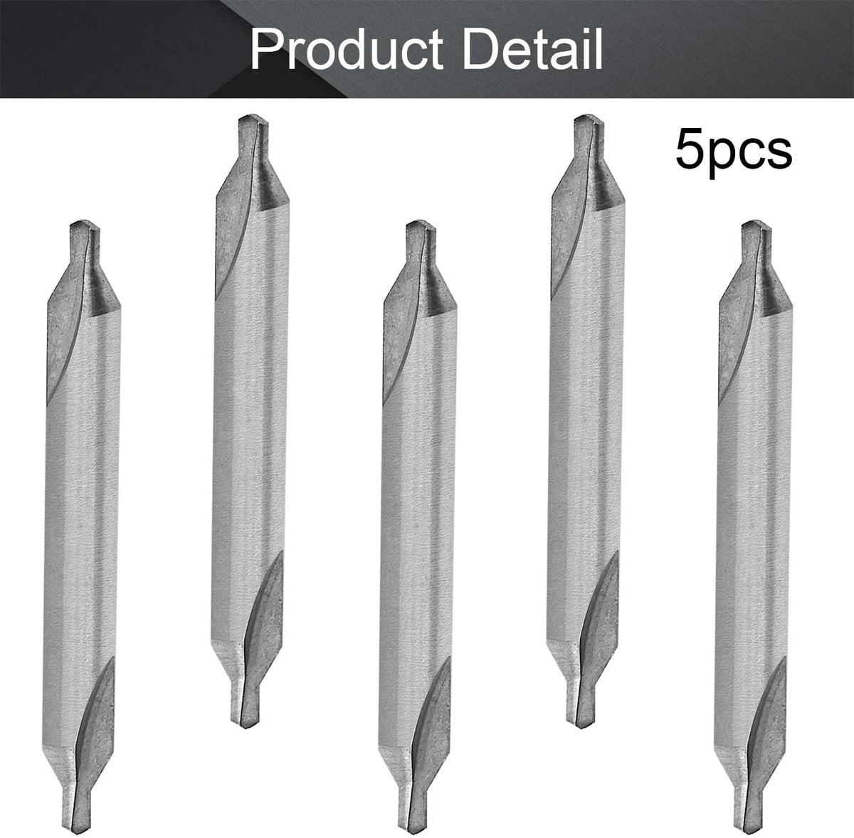 Utoolmart 5 Pcs Center Drill Countersink Lathe Bit Mill Tool, Combined Drills Plain Type Imperial, 3/16-inch Combined Countersinks Drills Set Tool, HSS-6542 Countersinks