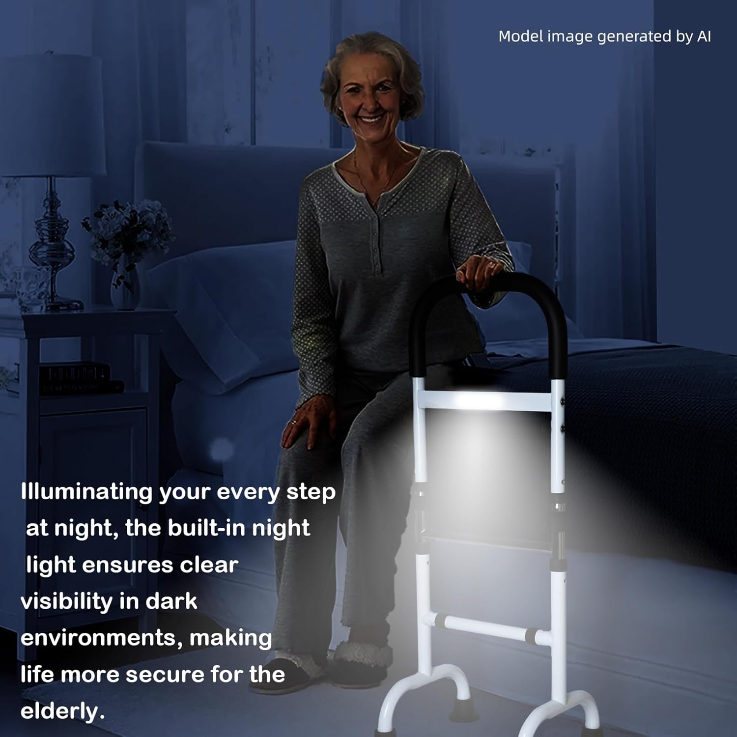 Adjustable Stand Assist Aid for Elderly, Couch Stand Assist with Night Light and Two Sets of Bases, Mobility Aids for