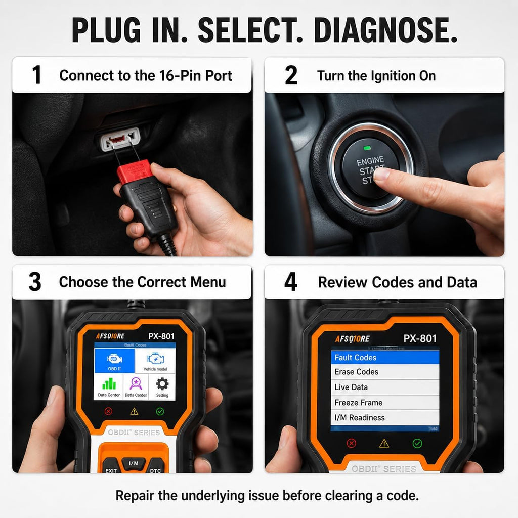 OBD2 Scanner Check Engine Light Car Code Reader Clear Error Codes ABS SRS SAS Etc Full Vehicle System Diagnostics