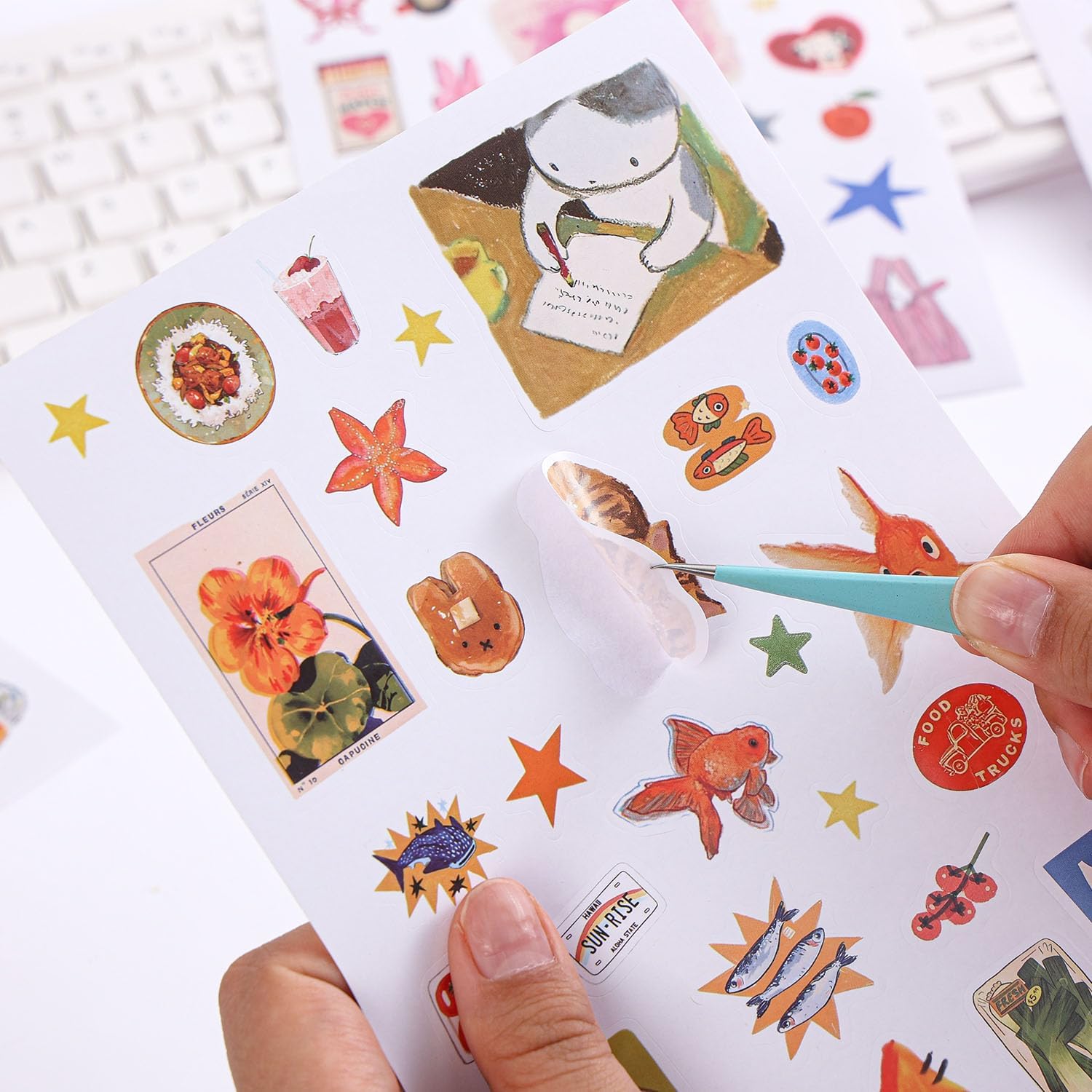 Girl's Korean Sticker Book, Food and Daily Life Theme - 1300+ Cute Dream Style Foodie Stickers