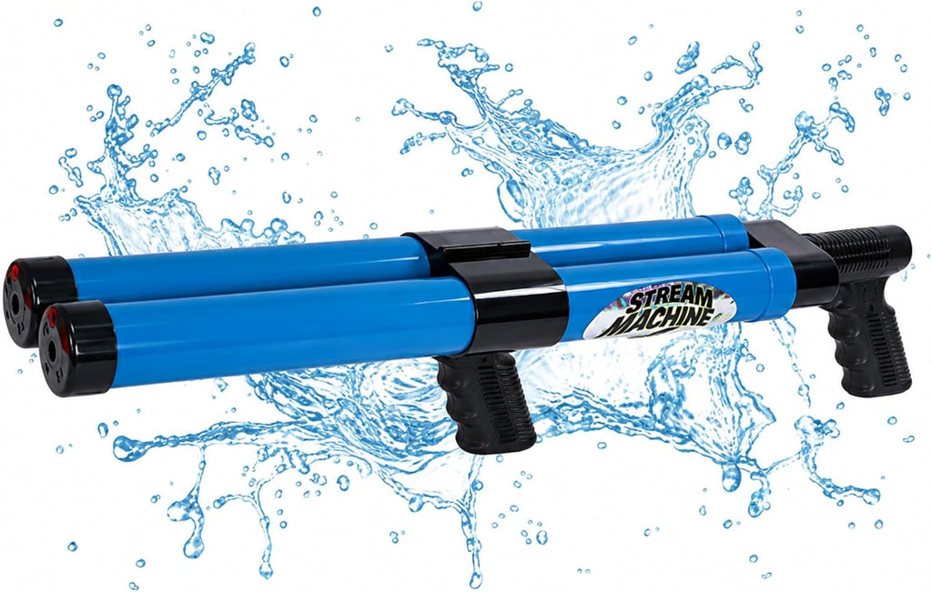 Stream Machine DB-1500 Pack of 1, Double Barrel Long Range Water Launcher | Color Will Vary, Water Gun, Pool Toy