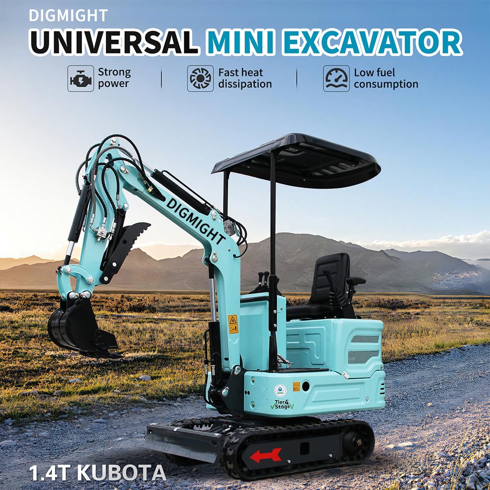 1.4 Ton Mini Excavator - EPA Certified 11.4hp Kubotaengine