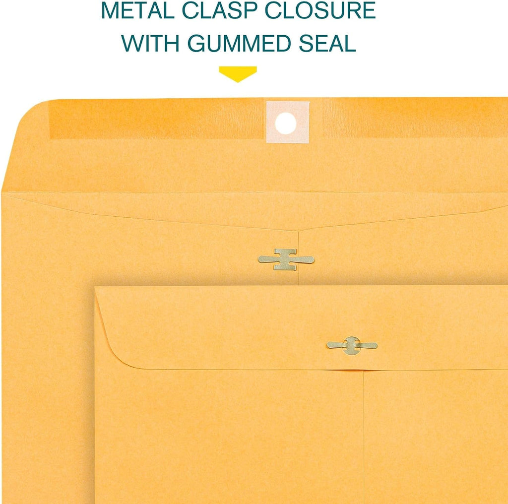 Clasp Envelopes – 10x15 Inches Brown Kraft Catalog Envelopes - 30 Pack - with Clasp Closure & Gummed Seal – 28lb