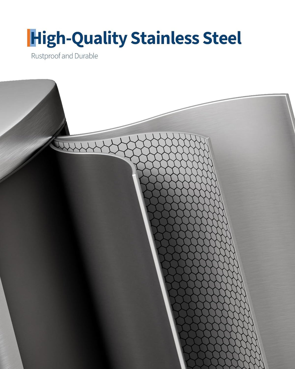 Stainless Steel Kitchen Trash Can, 13 Gal / 50 L Step-On Garbage Bin with Soft Close Lid, Large Rustproof Metal Trash