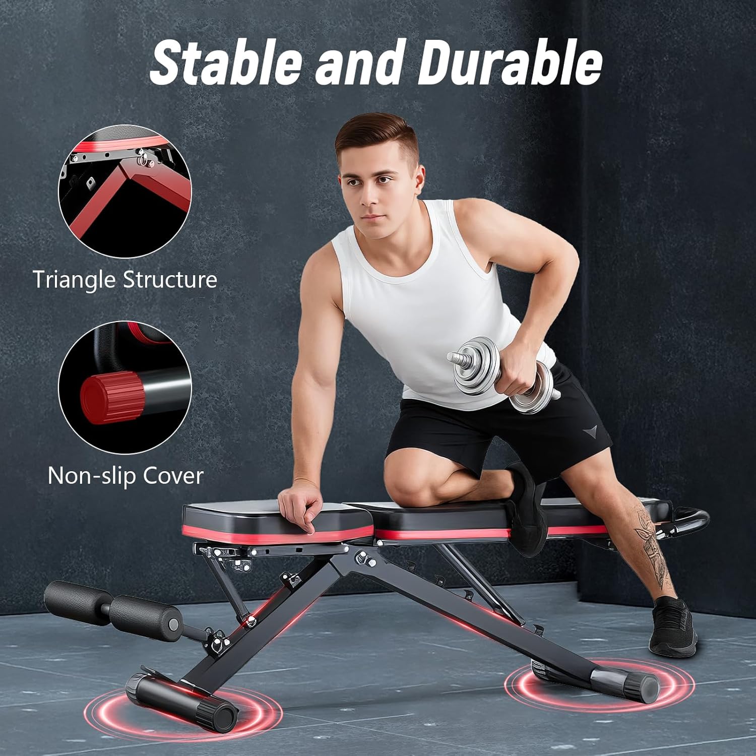 2026 Adjustable Weight Bench - 1000LBS Foldable Workout Bench for Home Gym | Leg Extension, Foldable Incline Decline