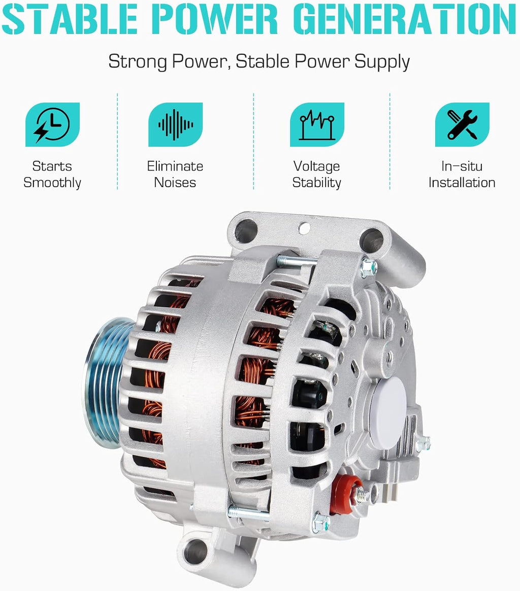 New Alternators 11385 Fit for Ford F-250 F-350 Super Duty 6.0L 2005 2006 2007, 5C3T-BA, 6C3T-BA, 6C3Z-10346-BBRM, AFD0131, 40014075