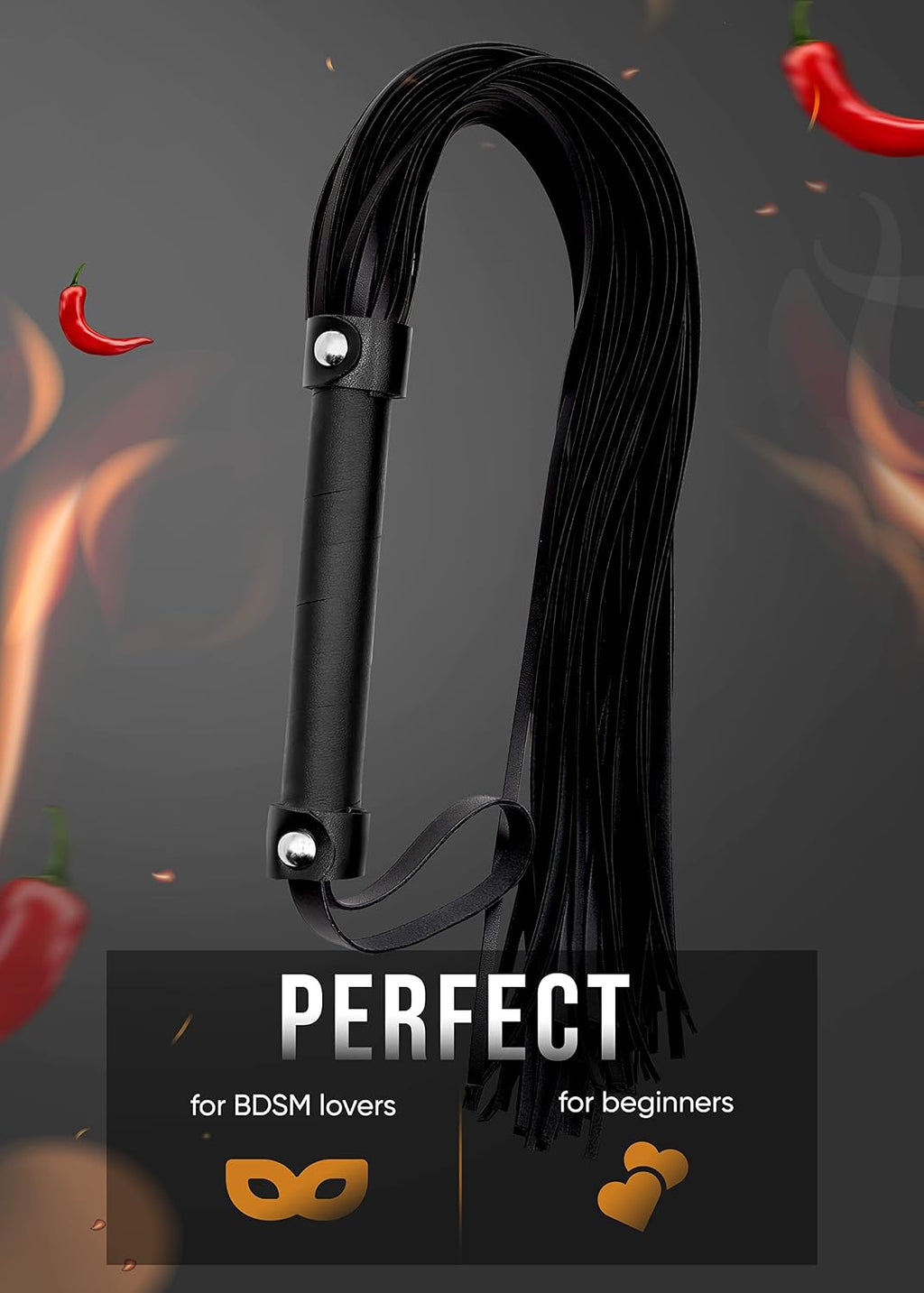 Leather Riding Crop for Adult Play, Faux Leather Riding Flogger Whip Black 18" for Play Paddle for Adults