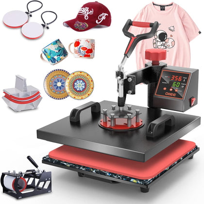 Heat Press Machine 5 in 1 Combo Heat Press 15 x 15 Inch Heat Transfer Machine 360-Degree Swing Away Digital Shirt