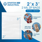 2” X 3” (1000 Count) 2 Mil Clear Reclosable Zip Plastic Poly Bags