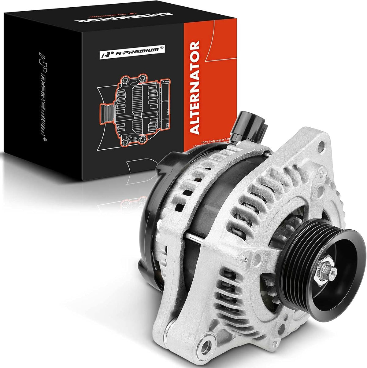 A-Premium Alternator, 12V 130A 6-Groove Pulley CW, Compatible with Saturn