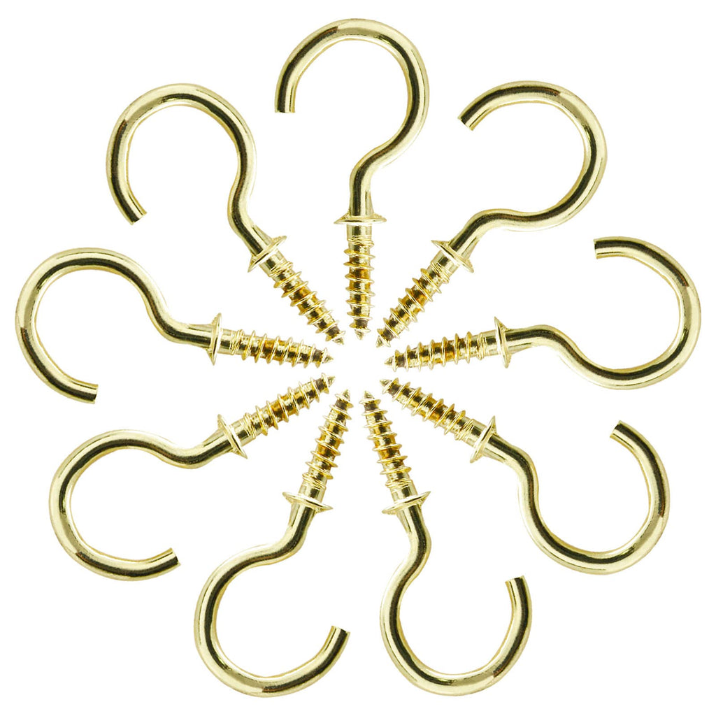 3/4" Ceiling Cup Hooks, Gold, 100 Pcs
