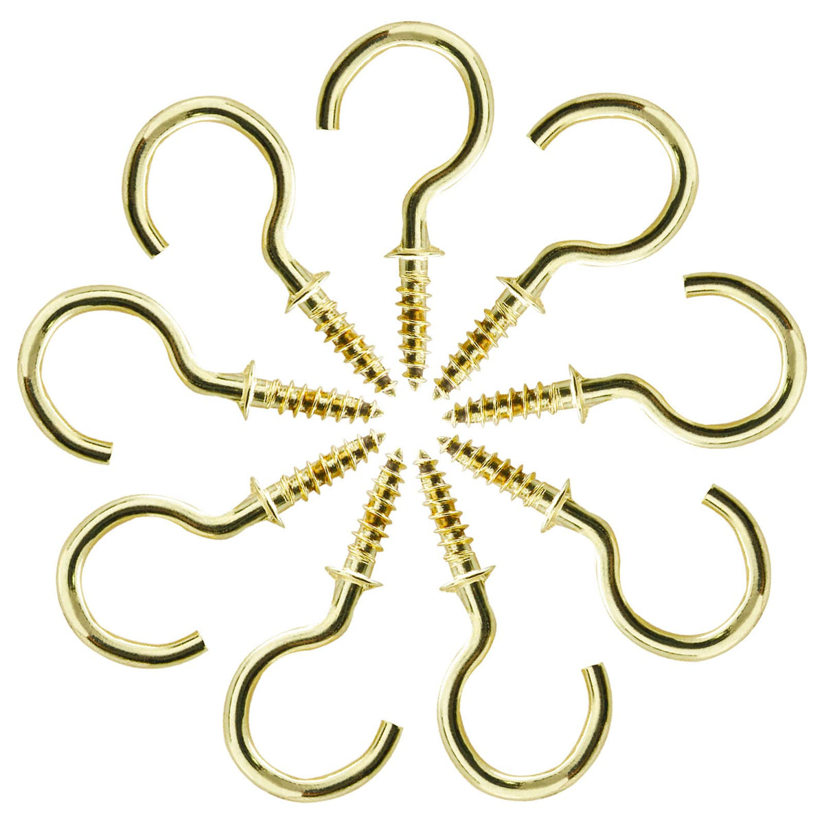 3/4" Ceiling Cup Hooks, Gold, 100 Pcs