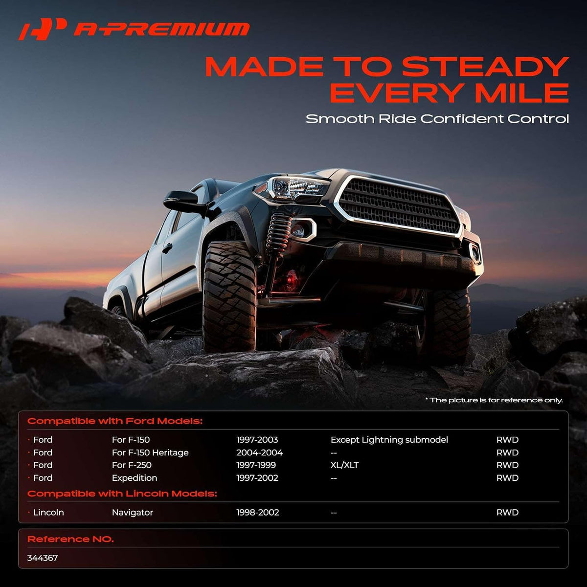 A-Premium Front Shock Absorbers, Set of 2 - Compatible with Ford, Mercury
