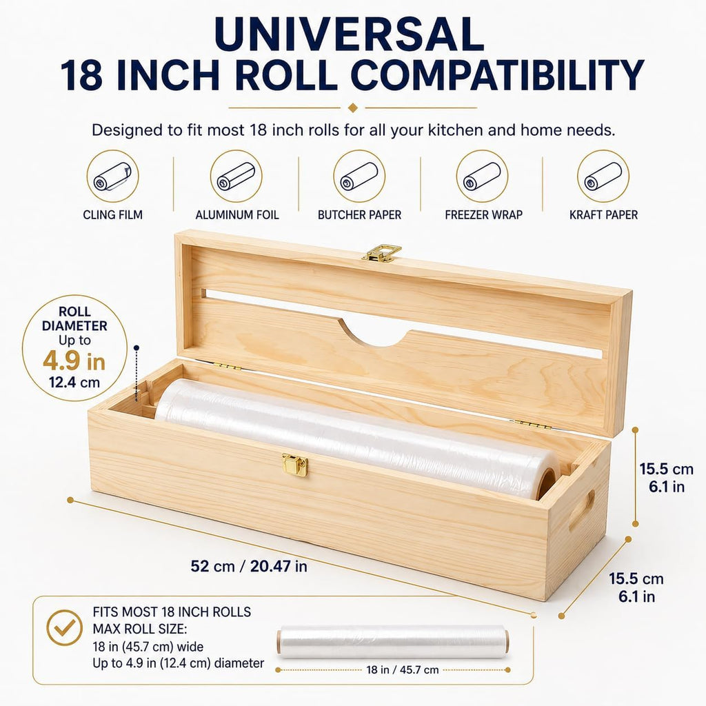 18 Inch Foil Dispenser with Cutter,Plastic Wrap Dispenser,Butcher Paper Holder,Kraft Freezer Wax Paper Roll Organizer