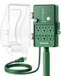 Outdoor Power Stake Timer, Dusk to Dawn Timer with 6 Outlets