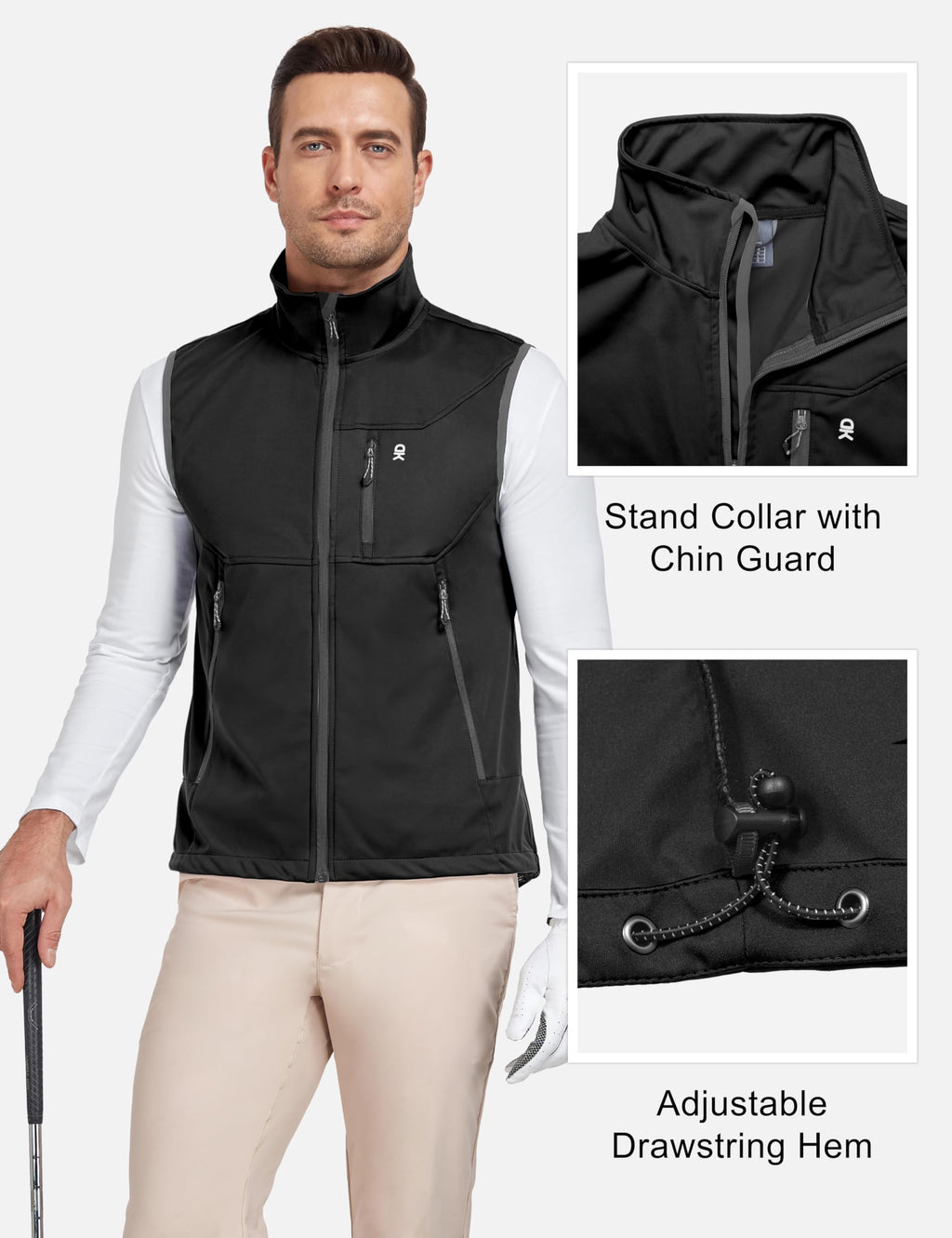 Men's Lightweight Golf Vest Outerwear Black XL