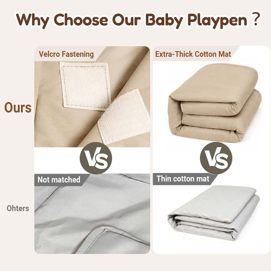 Foldable Baby Playpen with Mat, Foldable Baby Fence Play Yards for Babies and Toddlers, Play Pen with Breathable Mesh