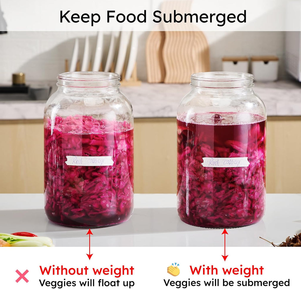 3.7 Inch Large Glass Fermentation Weights for Gallon Jars, 2 Pack