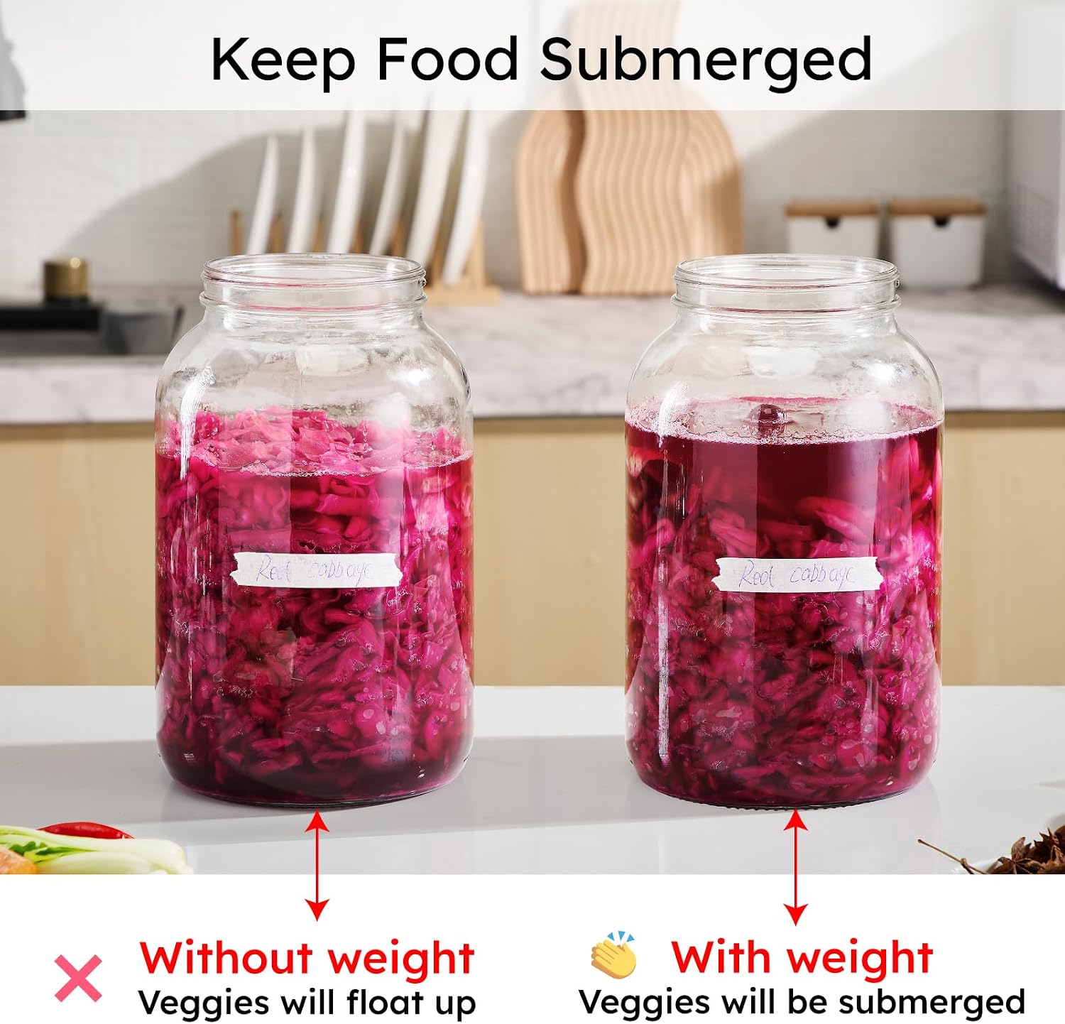 3.7 Inch Large Glass Fermentation Weights for Gallon Jars, 2 Pack
