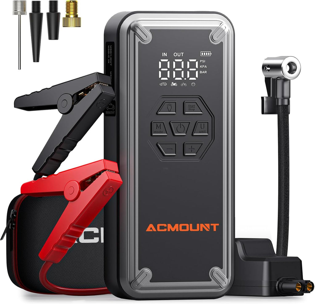 W160 Jump Starter with Air Compressor, 5000A Portable Car Jump Starter 150PSI Tire Inflator/Air Pump, 12V Battery(Up
