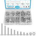 200pcs #8-32 Phillips Pan Head Machine Screws Nuts Washers Kit
