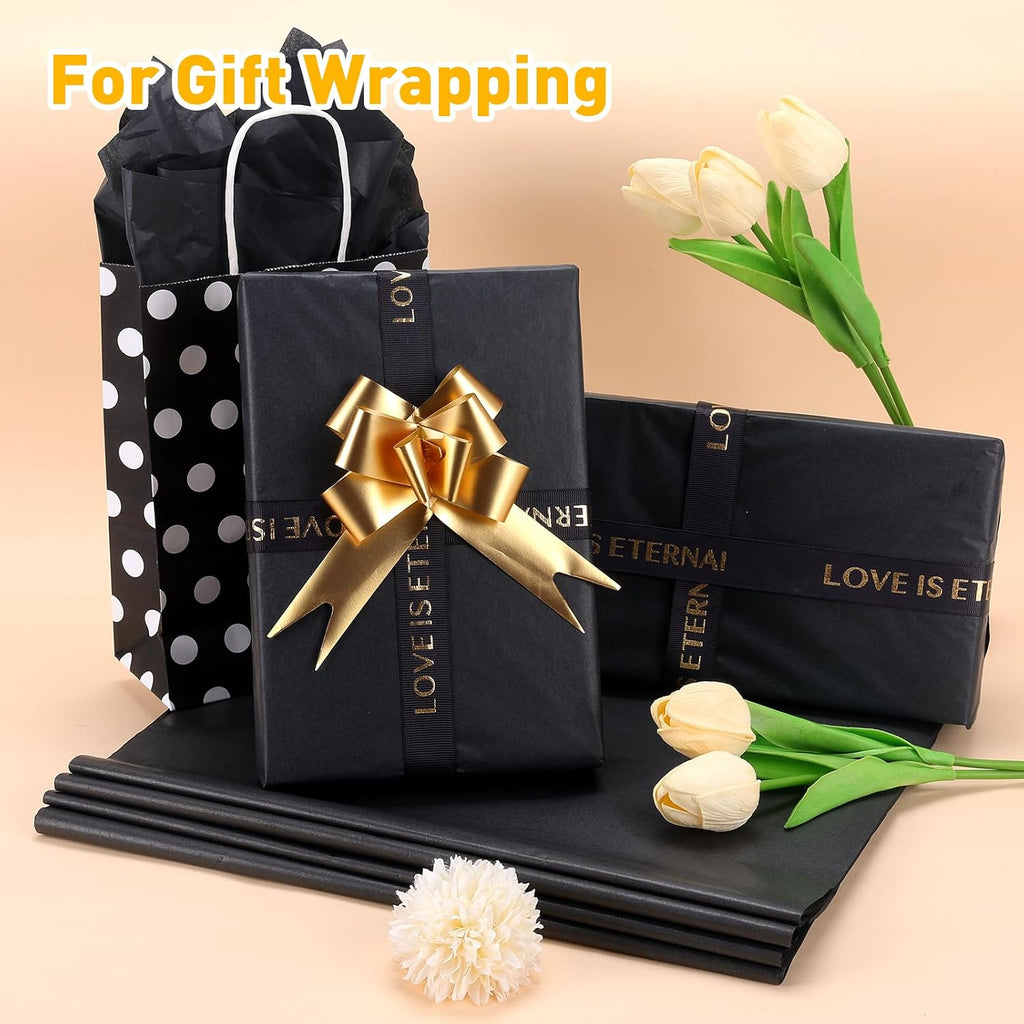 200 PCS Black Tissue Paper Bulk,14"X20" Tissue Paper for Gift Bags