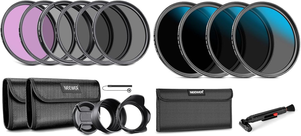 67mm Lens Filter Kit (UV, CPL, FLD, ND2, ND4, ND8, Lens Hood, Lens Cap) and ND16/ND32/ND64/ND1000 Compatible with
