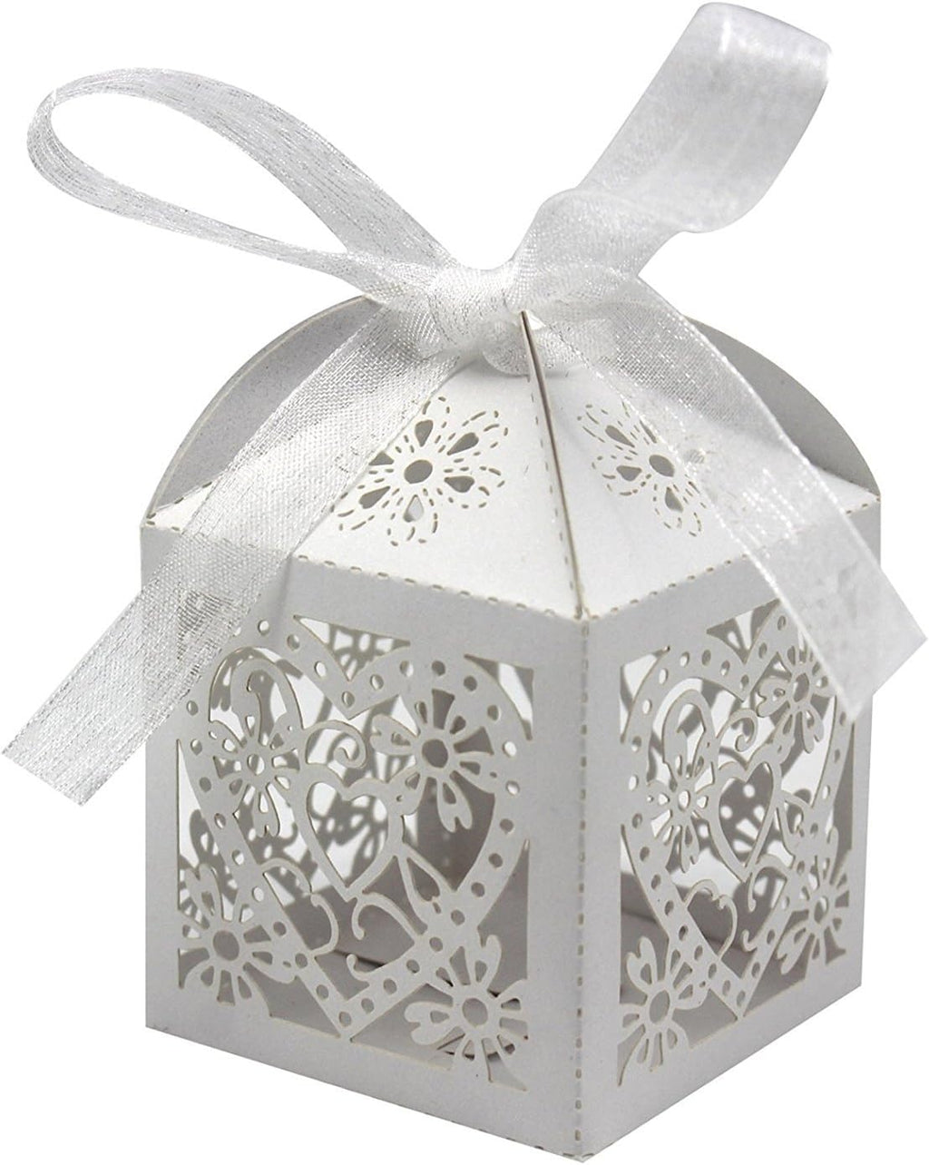 100 Pack Love Heart Laser Cut Wedding Party Favor Box Candy Bag Chocolate Gift Boxes Bridal Birthday Shower