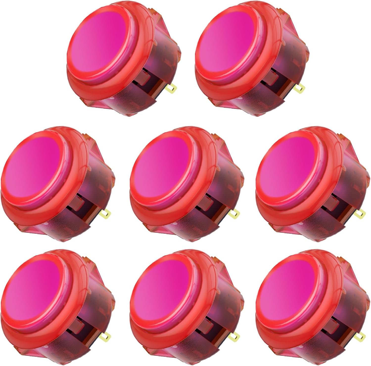 Gravity KS Mechanical Arcade Buttons 30mm Snap-in Mechanical Pushbutton (Boxed (Clear Pink D12(8 pcs))
