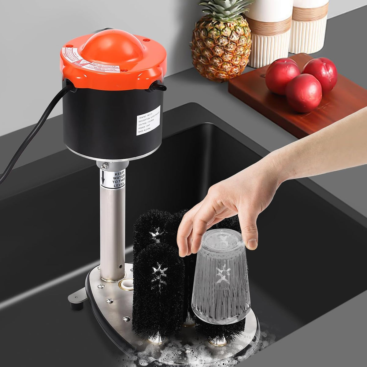 Electric Glass Washer Pure Copper Motor 800 Cups Per Hour 304 Stainless