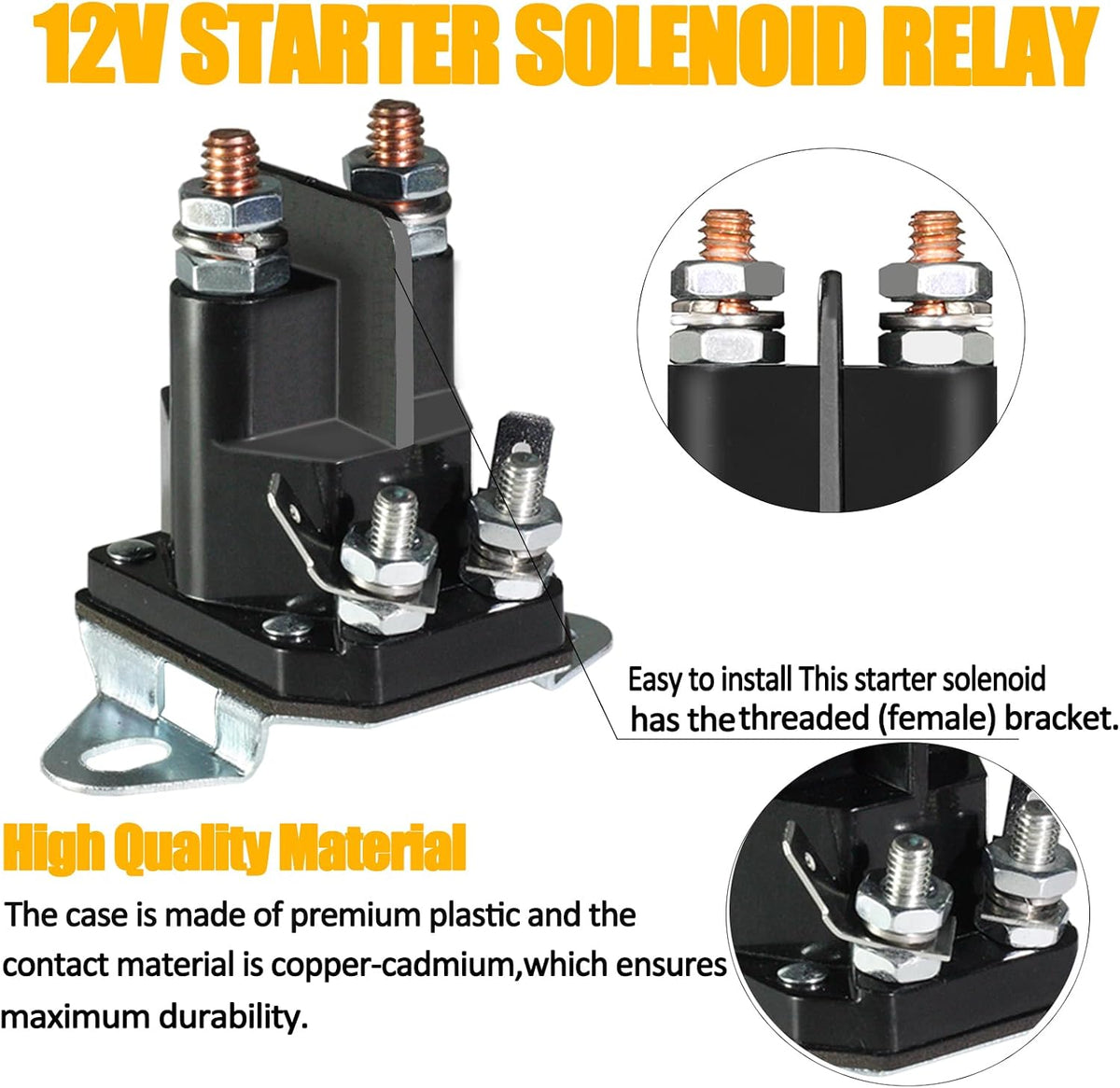 117-1197 Starter Solenoid 4 Terminal for EXMARK Lawn Boy 117-1197 1-513075 513075 104-3189 212655 for Toro Lawn Tractor 104-3189,12V Lawn Mower Starter Solenoid