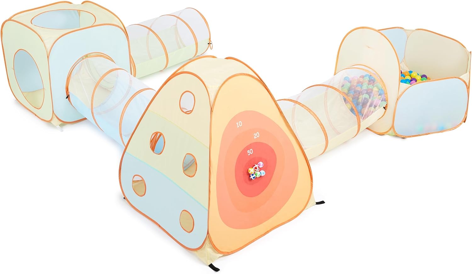 6-in-1 Pop Up Play Tent with Tunnel Built-in Target Toss & Ball Hole | Baby Ball Pit, Tunnel Toys for Toddlers 1-3