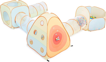 6-in-1 Pop Up Play Tent with Tunnel Built-in Target Toss & Ball Hole | Baby Ball Pit, Tunnel Toys for Toddlers 1-3
