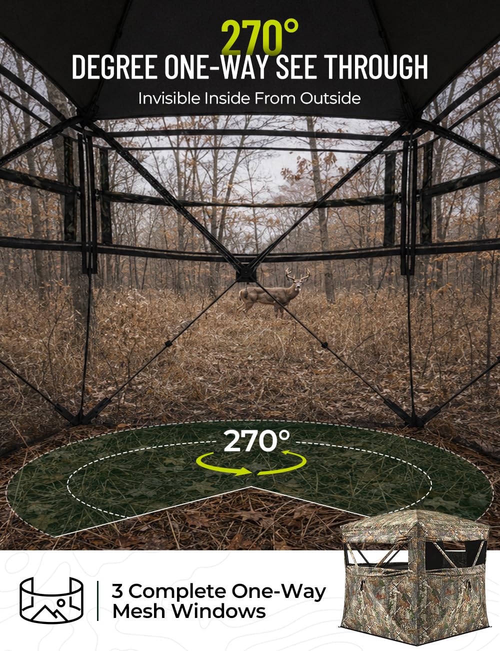 Hunting Ground Blind, See Through, Medium - 270° View