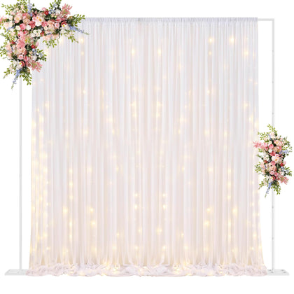 10x10ft Backdrop Stand Heavy Duty White Adjustable Pipe and Drape