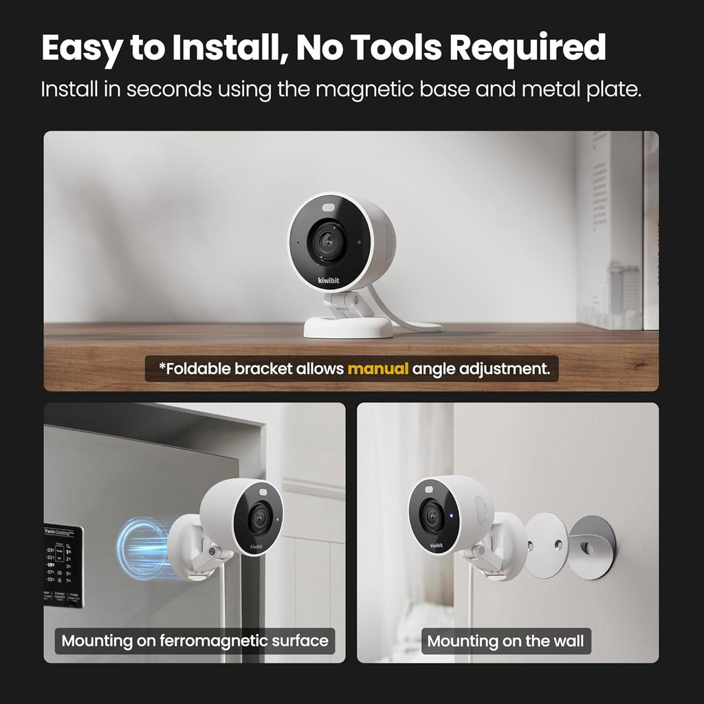 2K Security Camera Indoor/Outdoor, Magnetic Wired Cameras for Home Security, Pet Camera, Baby Monitor, AI Detection