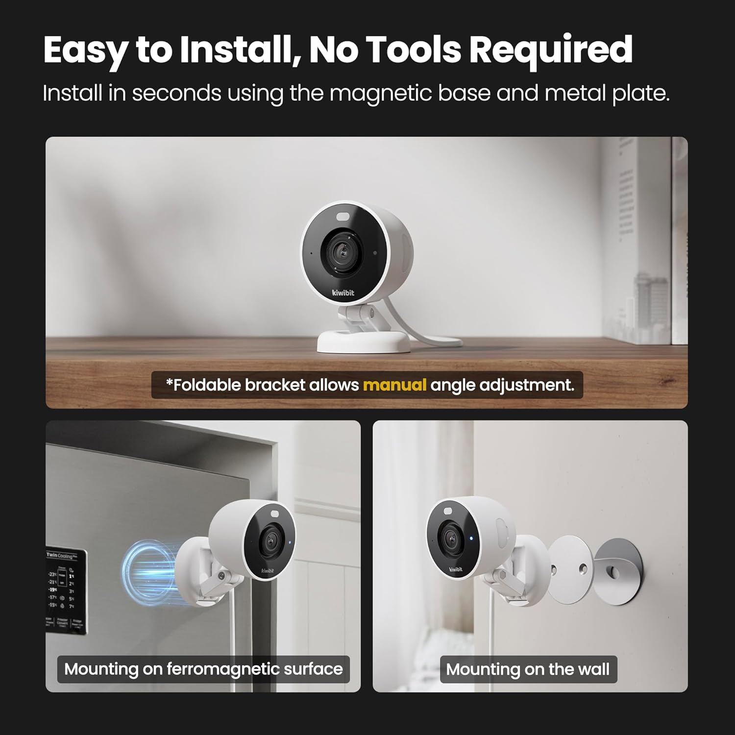 2K Security Camera Indoor/Outdoor, Magnetic Wired Cameras for Home Security, Pet Camera, Baby Monitor, AI Detection