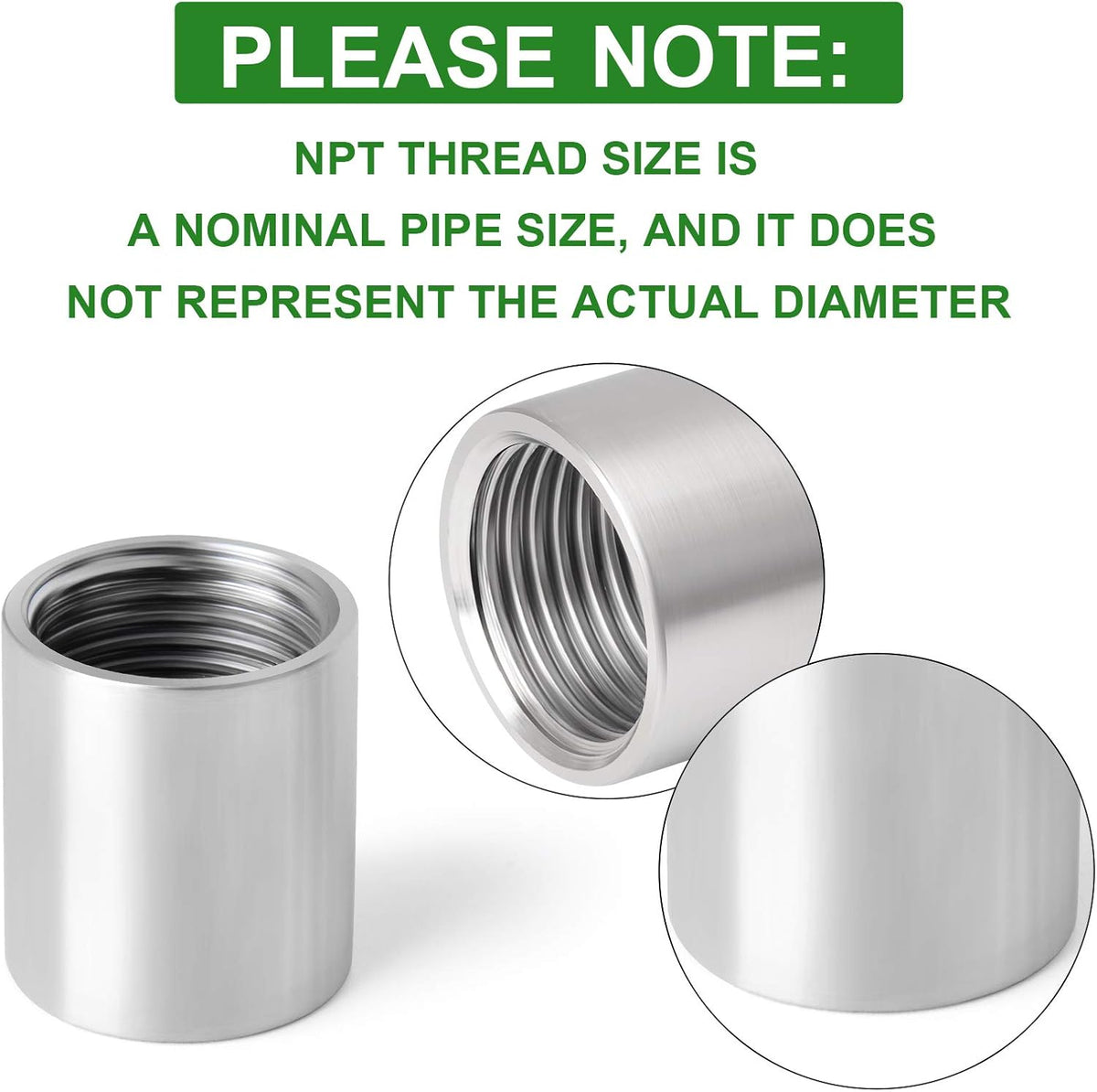 TAISHER 10PCS 304 Stainless Steel Cast Pipe Fitting, Coupling, 1/2" x 1/2" NPT Female Threaded