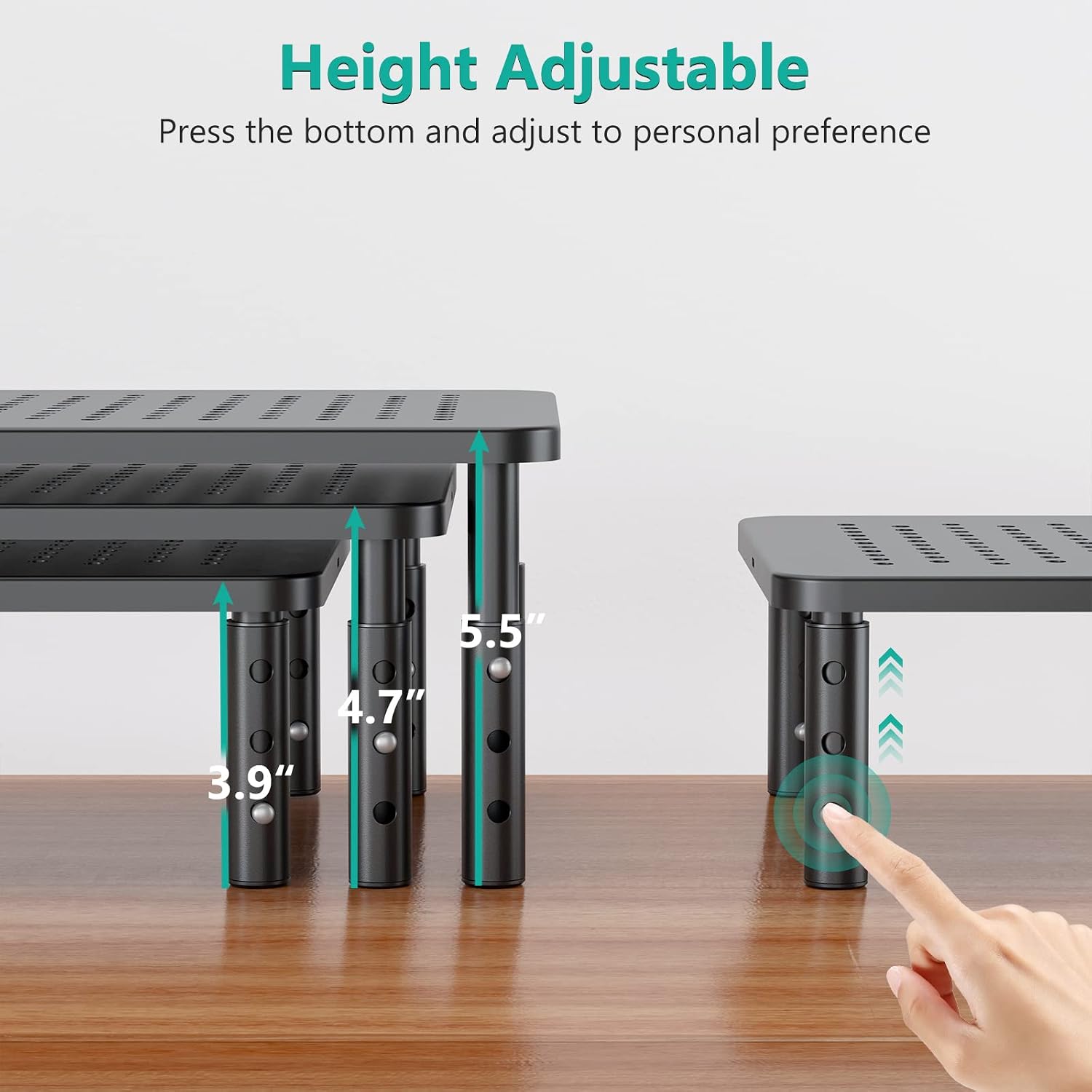 Computer Monitor Stand for Desk, Adjustable Laptop Riser, Desk Monitor Stand Underneath Storage for Office, Home